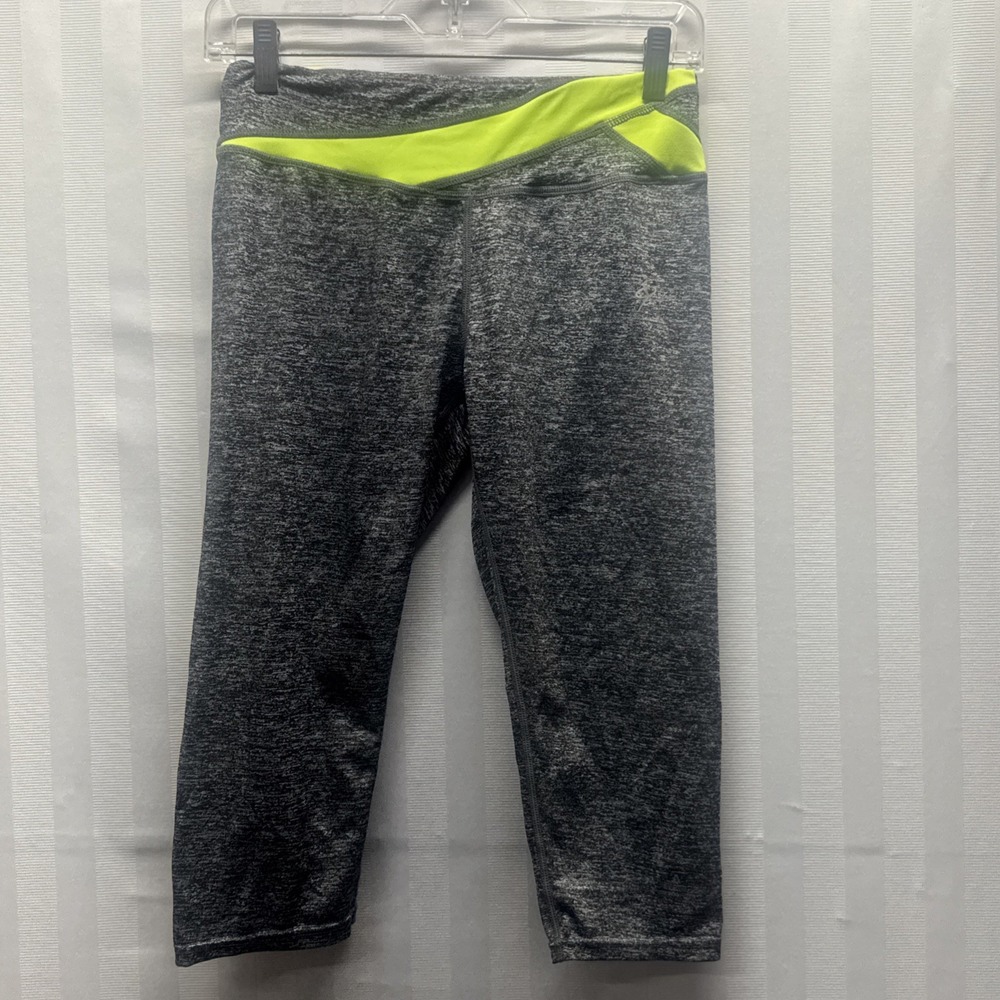 WOMENS GREY MESH INSET PANEL ATHLETIC YOGA PANTS SIZE S/M